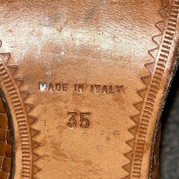 DUCCIO DEL DUCA Milano Cognac Woven Leather Ankle Boot Booties EU35 = US 4.5 - Picture 7 of 10